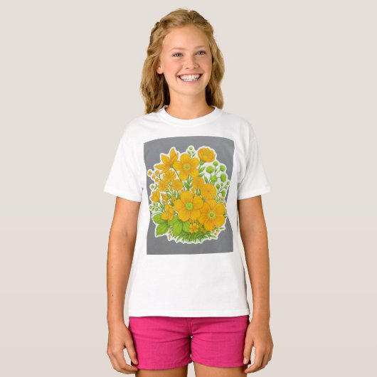 フラワーデザインプリント Tシャツ (正面フル)