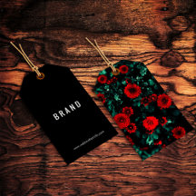 フラワーデザイン事業名つるラベル赤バラ