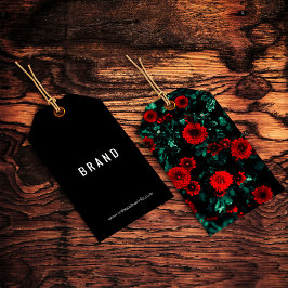 フラワーデザイン事業名つるラベル赤バラ ギフトタグ