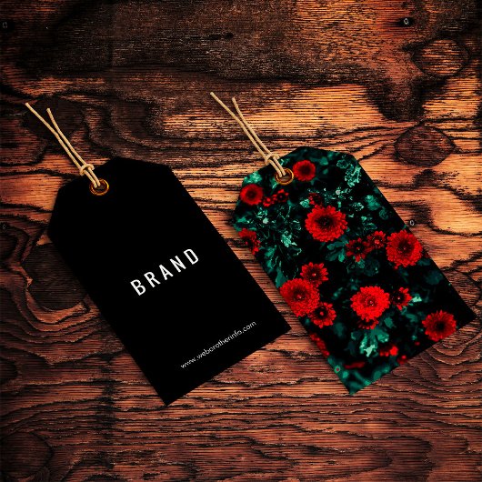 フラワーデザイン事業名つるラベル赤バラ ギフトタグ