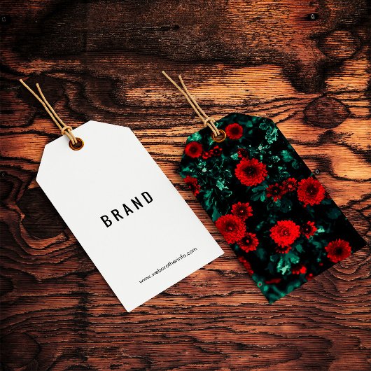 フラワーデザイン事業名つるラベル赤バラ ギフトタグ