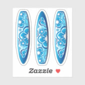 フラワーデザイン付きGroovy Blueサーフボード シール (シート)