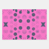 フラワーデザイン3セットラッピング紙 ラッピングペーパーシート (正面)