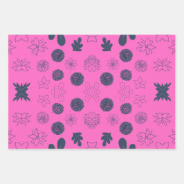 フラワーデザイン3セットラッピング紙 ラッピングペーパーシート