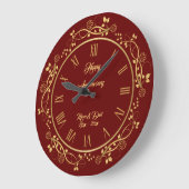 フラワーデザイン オーダーメイド ハッピーゴールド 50周年記念 ラージ壁時計 (傾斜)
