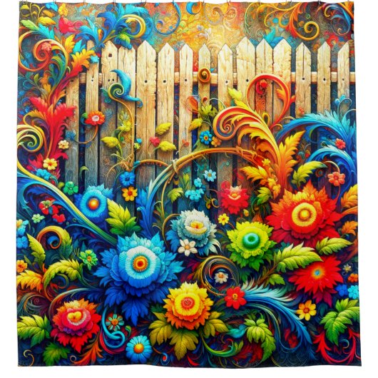 フラワーデザイン シャワーカーテン (正面)