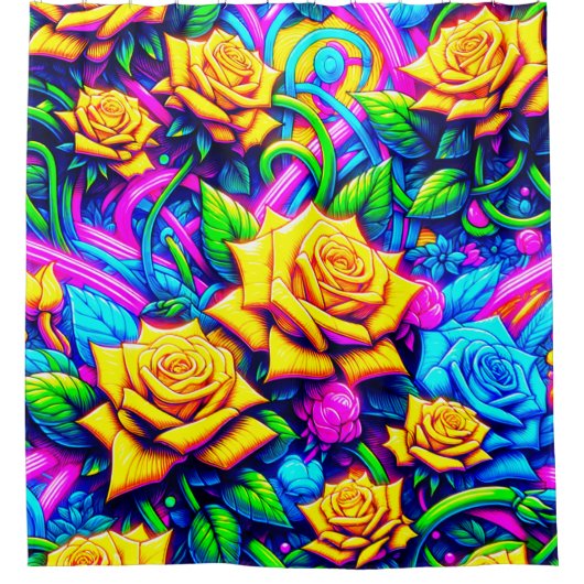 フラワーデザイン シャワーカーテン (正面)