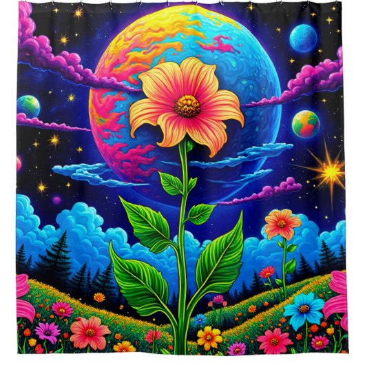 フラワーデザイン シャワーカーテン (正面)