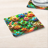 フラワーデザイン スクエアペーパーコースター (アングル)