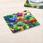 フラワーデザイン スクエアペーパーコースター (アングル)