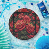 フラワーデザイン「ハッピーウェディング」オーダーメイドペーパープレート ペーパープレート (パーティー)