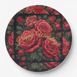 フラワーデザイン「ハッピーウェディング」オーダーメイドペーパープレート ペーパープレート