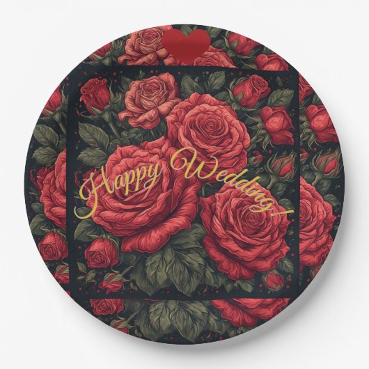 フラワーデザイン「ハッピーウェディング」オーダーメイドペーパープレート ペーパープレート (正面)