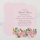 フラワーデザートピンクのブライダルシャワー招待状 招待状 (正面/裏面)
