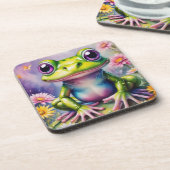 フラワーデジタルアート付きカエル コースター (左側)