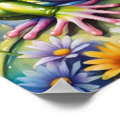 フラワーデジタルアート付きカエル ポスター (角)