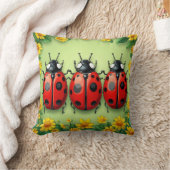 🐞 フラワートリオテントウムシガーデンシーン 居心地の良いインテリア用 クッション (ブランケット)