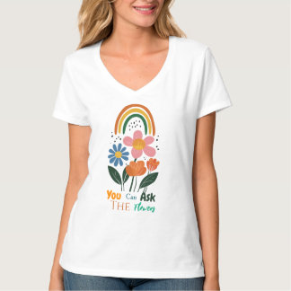 フラワートレンドTシャツを着て質問してみよう Tシャツ