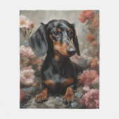 フラワードッグブリードポートレート10 フリースブランケット (正面)