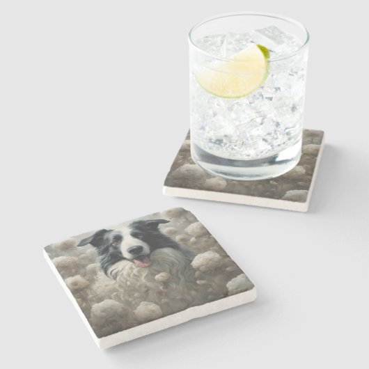 フラワードッグブリードポートレート12 ストーンコースター (横)