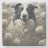 フラワードッグブリードポートレート12 ストーンコースター (正面)