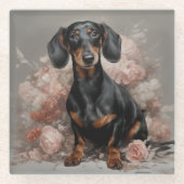 フラワードッグブリードポートレート2 ガラスコースター (正面)