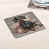 フラワードッグブリードポートレート2 スクエアペーパーコースター (アングル)