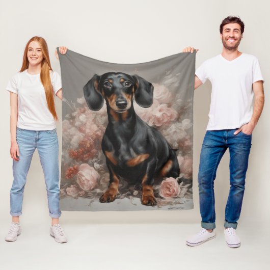 フラワードッグブリードポートレート2 フリースブランケット (インサイチュ)
