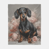 フラワードッグブリードポートレート2 フリースブランケット (正面)