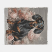 フラワードッグブリードポートレート2 フリースブランケット (正面(横))