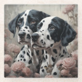 フラワードッグブリードポートレート4 ガラスコースター (正面)