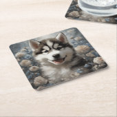 フラワードッグブリードポートレート7 スクエアペーパーコースター (アングル)