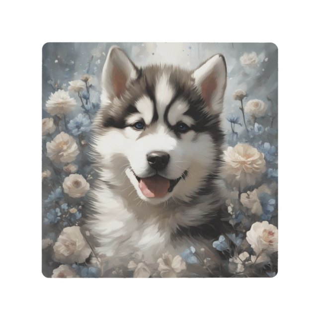 フラワードッグブリードポートレート7 メタルプリント (正面)