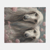 フラワードッグブリードポートレート8 フリースブランケット (正面(横))