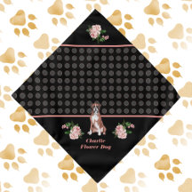 フラワードッグ結婚の桃フローラと灰色の円