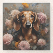 フラワードッグ育成ポートレート1 ガラスコースター (正面)