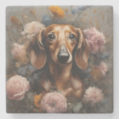 フラワードッグ育成ポートレート1 ストーンコースター (正面)