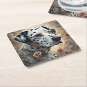 フラワードッグ育成ポートレート3 スクエアペーパーコースター (アングル)