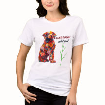 フラワードッグTシャツ | かわいい花の子犬デザイン
