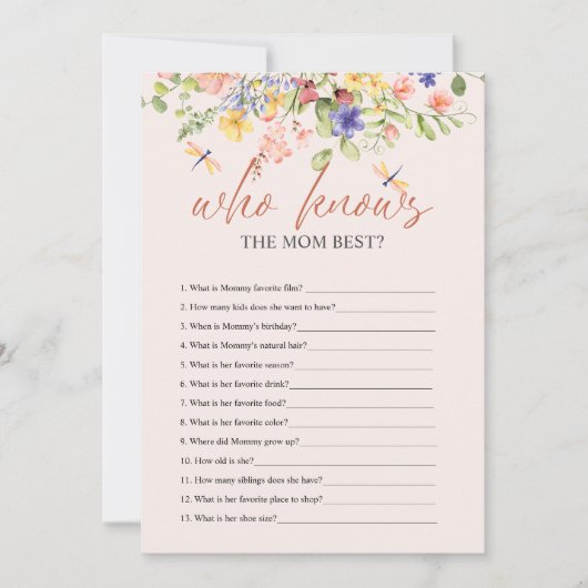 フラワードラゴンフライの赤ちゃんシャワー知っているデジタル 招待状 (正面)