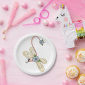 フラワードラゴンフライ ペーパープレート (パーティー)