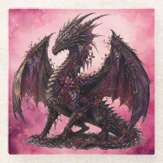 フラワードラゴン | 植物ファンタジードラゴン ガラスコースター (正面)