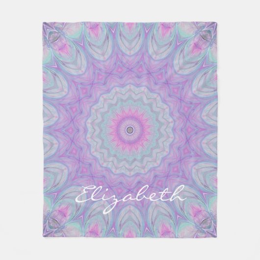 フラワードリームパステルマンダラバイジョマズアート フリースブランケット (正面)