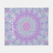 フラワードリームパステルマンダラバイジョマズアート フリースブランケット (正面(横))