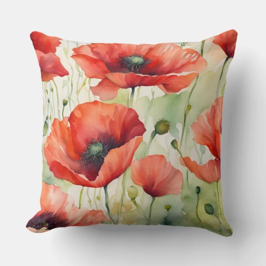 フラワードリーム – ポピー柄 クッション (正面)