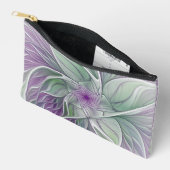 フラワードリーム、抽象芸術紫グリーンフラクタルアート アクセサリーポーチ (見開き)