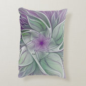 フラワードリーム、抽象芸術紫グリーンフラクタルアート アクセントクッション (裏面(縦))