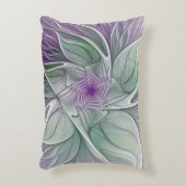 フラワードリーム、抽象芸術紫グリーンフラクタルアート アクセントクッション (正面(垂直))