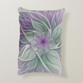 フラワードリーム、抽象芸術紫グリーンフラクタルアート アクセントクッション (裏面(縦))