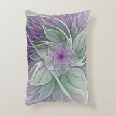 フラワードリーム、抽象芸術紫グリーンフラクタルアート アクセントクッション (正面(垂直))